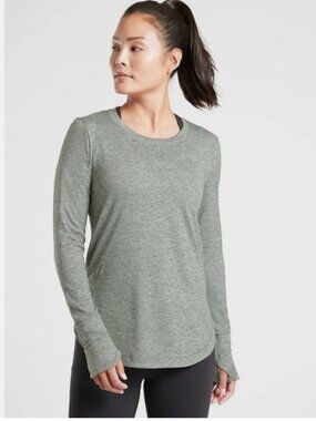 Athleta Uptempo Long Sleeve Top Sage Bali Green M Activewear